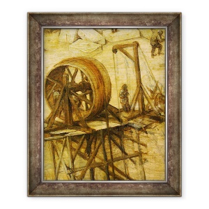 Tablou inramat - Pieter Bruegel the Elder - Detaliu macara de la Turnul Babel, 50 x 60 cm