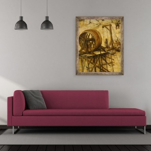 Tablou inramat - Pieter Bruegel the Elder - Detaliu macara de la Turnul Babel, 50 x 60 cm - Img 2