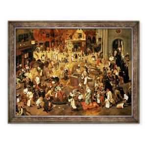 Tablou inramat - Pieter Brueghel the Younger - Batalia dintre carnaval si Postul Mare, 60 x 80 cm