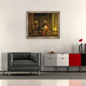 Tablou inramat - Pieter de Hooch - Plecand la plimbare, 50 x 60 cm - Img 2