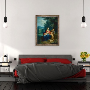 Tablou inramat - Pieter van Avont - Sfanta familie cu pruncul Sfantul Ioan Botezatorul, 70 x 90 cm - Img 3