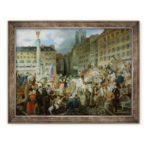 Tablou inramat - Prosper Lafaye - Ducele de Orleans traversand locul du Chatelet la 31 iulie 1830, 60 x 80 cm