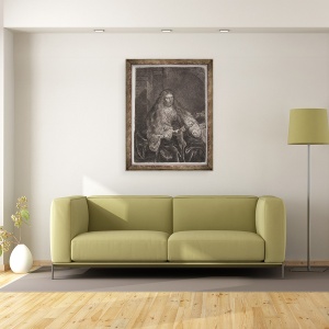 Tablou inramat - Rembrandt Harmensz van Rijn - Fata cu parul lung care se incadreaza pe umeri, sau Marea mireasa evreiasca, 60 x 80 cm - Img 2