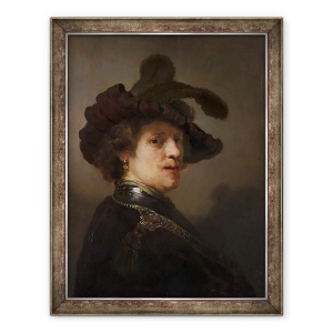 Tablou inramat - Rembrandt Harmensz van Rijn - Tronie de un om cu o Bereta cu pene, 70 x 90 cm