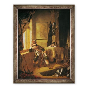 Tablou inramat - Rembrandt Harmensz van Rijn - Un razboinic in gandire, 70 x 90 cm