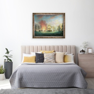 Tablou inramat - Richard Paton - Batalia Lunii, Batalia de la Capul St Vincent, 70 x 90 cm - Img 3