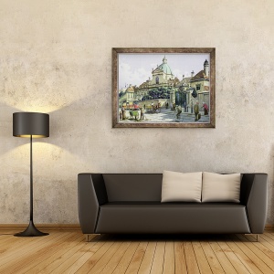Tablou inramat - Richard Pokorny - Sub Palatul Belvedere din Viena, 60 x 80 cm - Img 2