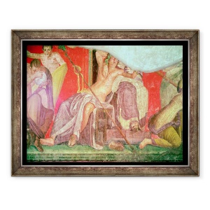 Tablou inramat - Roman - Anturajul dionisian cu Dionysos inclinat in poala unei femei posibil Ariadna, Afrodita sau Semele, Zidul de Est, Oecus 5, 70 x 90 cm
