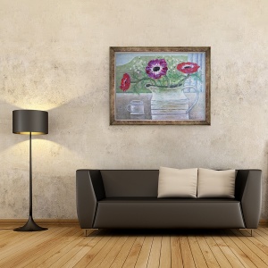 Tablou inramat - Ruth Addinall - Anemone in Ulcior Alb, 60 x 80 cm - Img 2
