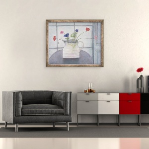 Tablou inramat - Ruth Addinall - Anemone si mac in Ulcior alb, 50 x 60 cm - Img 2