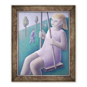 Tablou inramat - Ruth Addinall - Fata pe Swing, 50 x 60 cm