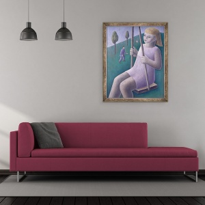 Tablou inramat - Ruth Addinall - Fata pe Swing, 50 x 60 cm - Img 2