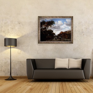 Tablou inramat - Salomon van Ruisdael - Peisaj stancos cu o cascada, 60 x 80 cm - Img 2