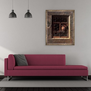 Tablou inramat - Samuel van Hoogstraten - Om la o fereastra, 50 x 60 cm - Img 2