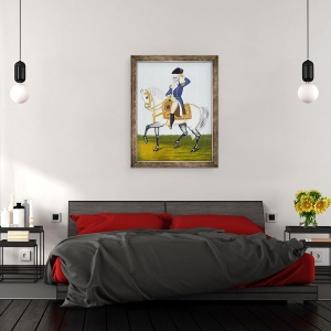 Tablou inramat - Scoala americana - Generalul Washington pe un incarcator alb, 70 x 90 cm - Img 3