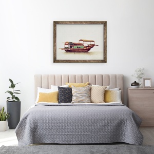 Tablou inramat - Scoala chineza - Un Sampan, 60 x 80 cm - Img 3