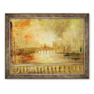 Tablou inramat - scoala engleza - Arderea Caselor Parlamentului, 60 x 80 cm