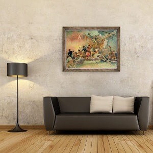 Tablou inramat - scoala engleza - Marina engleza a cucerit o nava franceza in apropiere de Cape Camaro, 60 x 80 cm - Img 2