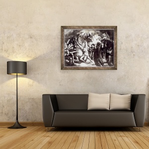 Tablou inramat - scoala engleza - Moartea lui Wat Tyler d.1381 ulei pe panza, 60 x 80 cm - Img 2