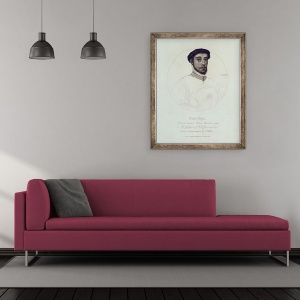 Tablou inramat - Scoala Engleza - Portretul lui David Rizio, dintr-un original pictat in 1564, gravat de C. Wilkin, pub. London, 50 x 60 cm - Img 2