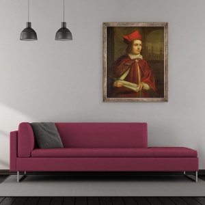 Tablou inramat - Scoala Engleza - Sir Augustus Harris 1851-96 in rolul cardinalului Wolsey, 70 x 85 cm - Img 2