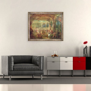 Tablou inramat - Scoala Franceza - Balul la Opera de Paris in timpul celui de-al doilea imperiu, 50 x 60 cm - Img 2