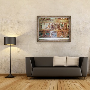 Tablou inramat - Scoala franceza - Constructia turnului Babel, intalnirea lui Iosif si a sotiei lui Potifar, si Iosif fiind aruncat in inchisoare, 60 x 80 cm - Img 2