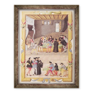 Tablou inramat - Scoala franceza - Dna 5169 f.2v Notarii si secretarii Regelui in Sala Colegiului Notarilor si Secretarilor Regelui, 60 x 80 cm