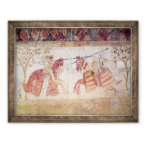 Tablou inramat - Scoala franceza - Lupta dintre un rege angevin si Manfred, 70 x 90 cm