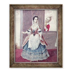 Tablou inramat - Scoala Franceza - Mademoiselle Contat 1760-1813 in rolul Suzannei in Casatoria lui Figaro, 70 x 85 cm