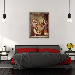 Tablou inramat - Scoala franceza - Melchizedek Oferind paine si vin, 60 x 80 cm - Img 3
