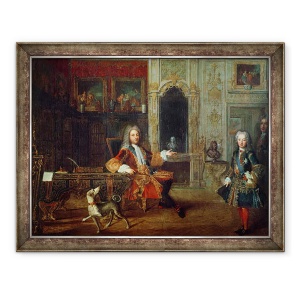 Tablou inramat - Scoala franceza - Regent, Filip al II-lea 1674-1723 Duce de Orleans si fiul sau Ludovic I dOrleans, Duce de Chartres 1703-1752, cu Ludovic al XV-lea copil 1710-1774, 70 x 90 cm