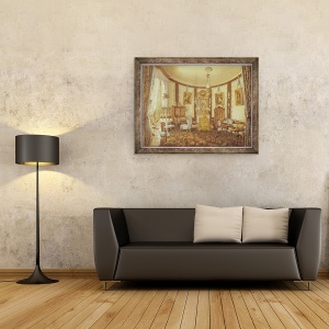 Tablou inramat - Scoala franceza - Sala de desen a Chateau de Sache, 60 x 80 cm - Img 2