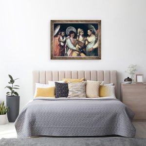 Tablou inramat - Scoala franceza - Scena din Commedia dellArte I, 60 x 80 cm - Img 3