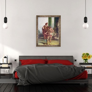 Tablou inramat - Scoala franceza - Scena din Commedia dellArte II, 60 x 80 cm - Img 3
