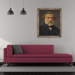 Tablou inramat - Scoala Italiana - Ambroise Thomas 1811-96 crezut anterior a fi Giuseppe Verdi, 50 x 60 cm - Img 2