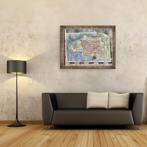 Tablou inramat - Scoala Italiana - Asediul Maltei, detaliu din Galleria delle Carte Geografiche, 70 x 90 cm - Img 2