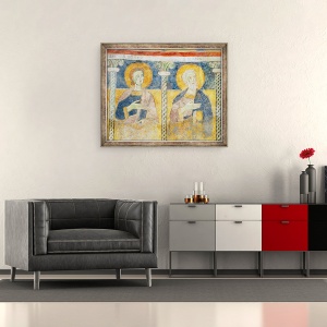 Tablou inramat - Scoala Italiana - Detaliu al Sfantului Ioan Evanghelistul si al Sfantului Simon, 70 x 85 cm - Img 2