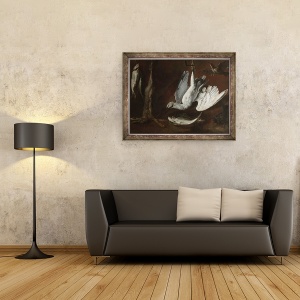 Tablou inramat - Scoala Italiana - Iepurele, lingura si peste, 60 x 80 cm - Img 2