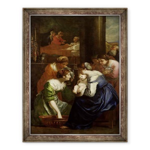 Tablou inramat - Scoala Italiana - Nasterea Fecioarei, 60 x 80 cm