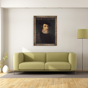 Tablou inramat - Scoala Italiana - Portretul lui Hernando Cortes 1485-1547, 60 x 80 cm - Img 2