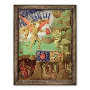 Tablou inramat - Scoala Italiana - Sfantul Mihail Uciderea Dragonului, 60 x 80 cm