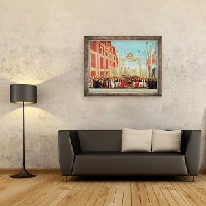Tablou inramat - Scoala Mexicana - Intrarea solemna si pasnica a armatei celor trei garantii in Mexico City pe 27 septembrie, 70 x 90 cm - Img 2