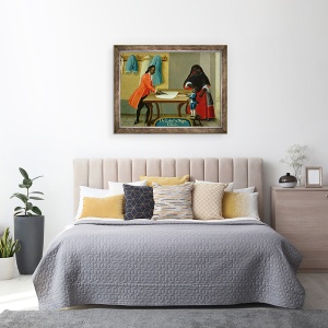 Tablou inramat - Scoala Mexicana - Un indian Lobo, sotia sa africana si copilul lor, 70 x 90 cm - Img 3