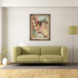 Tablou inramat - Scoala Mughal - Parviz isi primeste audienta, scoala Jahangir, 60 x 80 cm - Img 2
