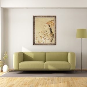 Tablou inramat - Scoala Mughal - Portretul idealizat al imparatesei Mogul Nur Jahan, 60 x 80 cm - Img 2