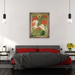Tablou inramat - Scoala Novgorod - Icoana Sfantului Gheorghe si Dragonului, 70 x 90 cm - Img 3