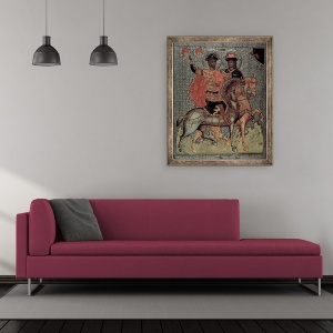 Tablou inramat - Scoala Novgorod - Sfantul Boris si Sfantul Gleb Montate, 50 x 60 cm - Img 2