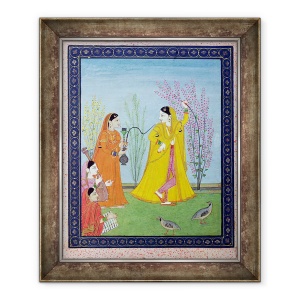 Tablou inramat - Scoala Pahari - inceputul primaverii, de la Chamba, Himachal Pradesh, 50 x 60 cm