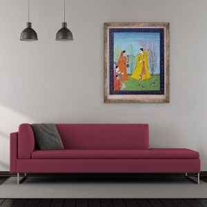 Tablou inramat - Scoala Pahari - inceputul primaverii, de la Chamba, Himachal Pradesh, 50 x 60 cm - Img 2